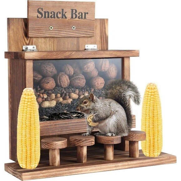 Sierjian Wood Squirrel Feeder, Large Squirrel Feeders for Outside, Durable Chipm - Picture 1 of 7